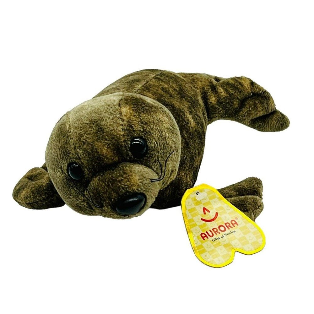 Aurora Harbor Seal Plush 11 inch Stuffed Animal Tan 50056 Tags